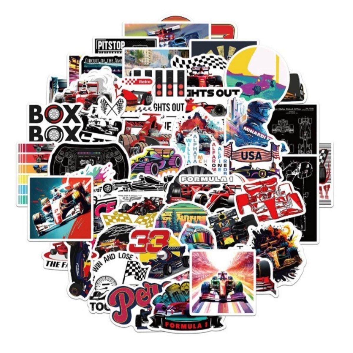 아몽스타 F1 포뮬러원 스포츠카 레이싱 슈퍼카 핸드폰 아이패드 노트북 스티커 50종, 1세트 10,990원