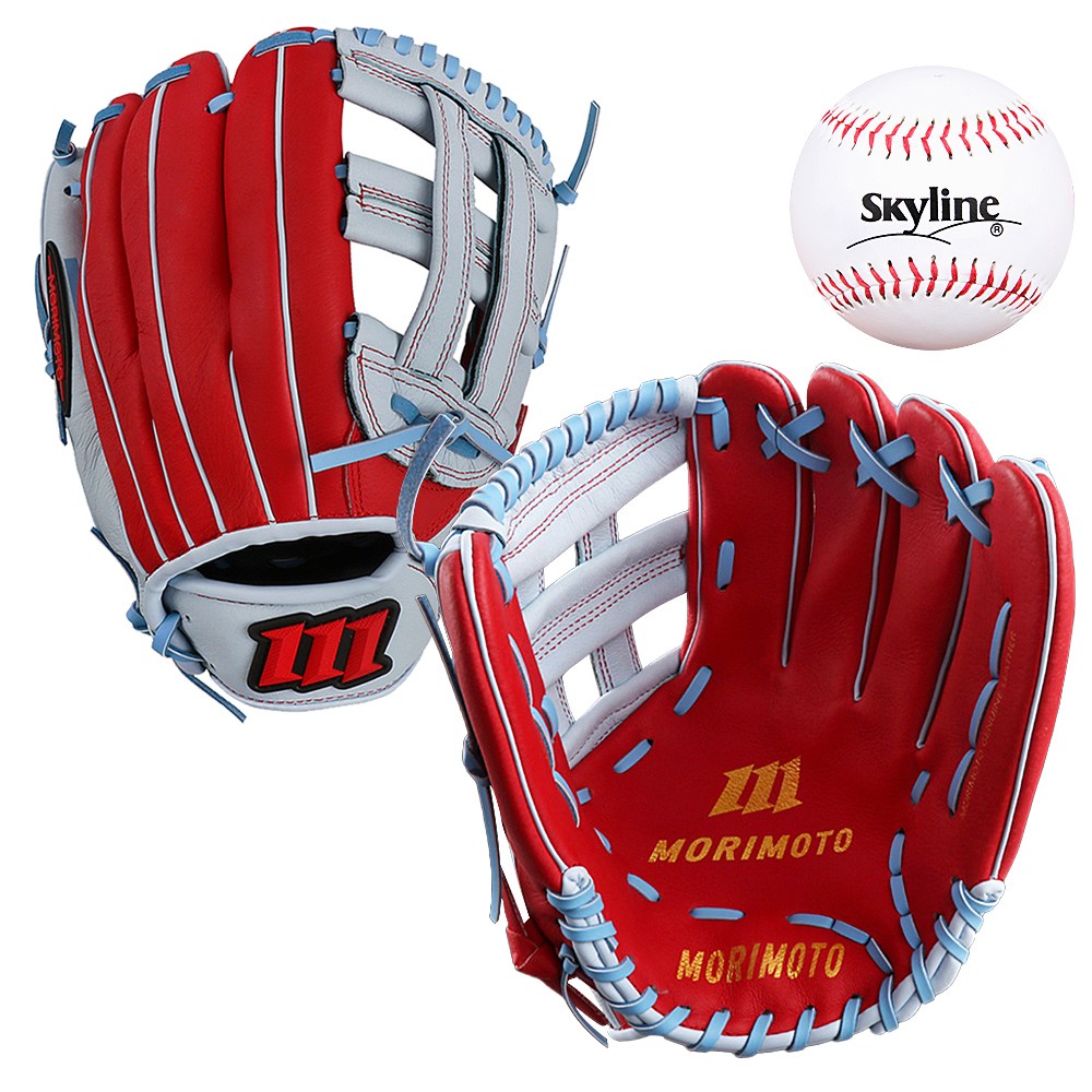 모리모토 MPN700 올라운드 우투 돈피 야구 글러브 12인치 (레드스카이) 1개 + 야구공 (1입) 68,000원