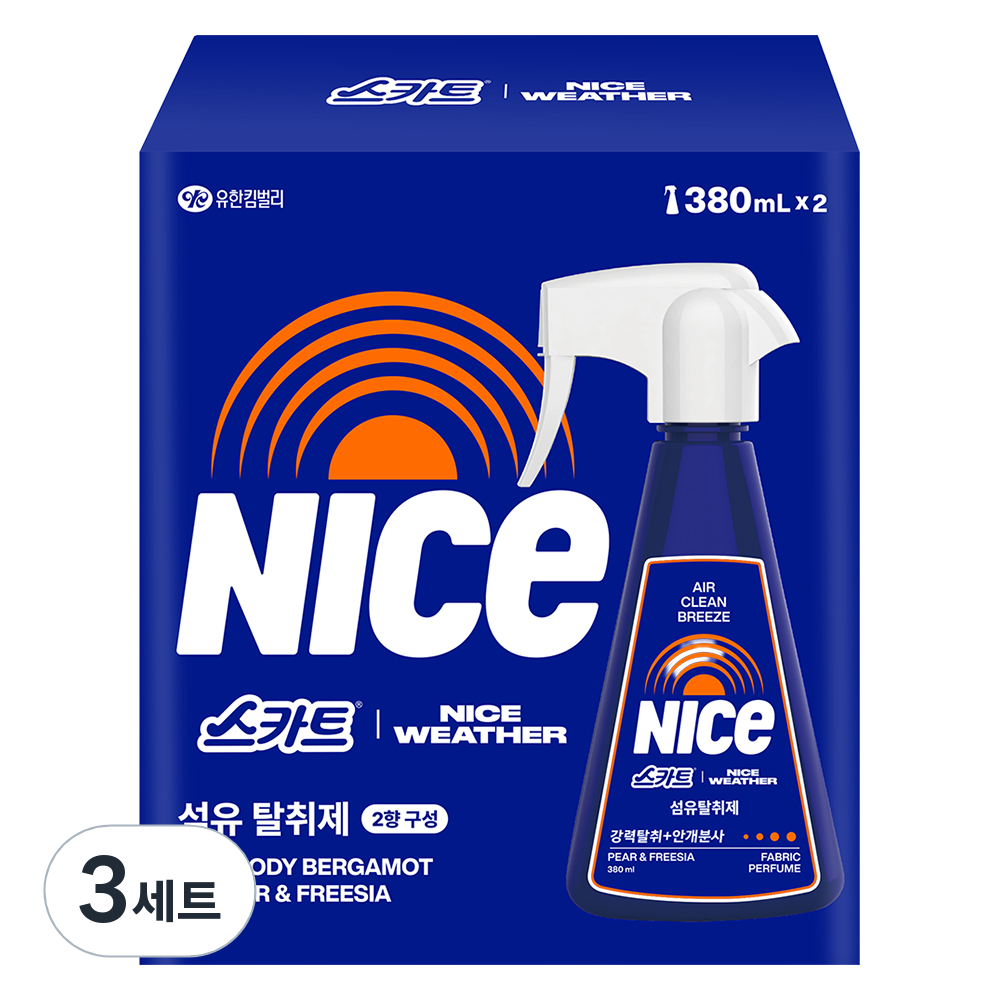 스카트 나이스웨더 탈취제 우디 페어프리지아 기획팩 380ml 본품 세트 27,900원