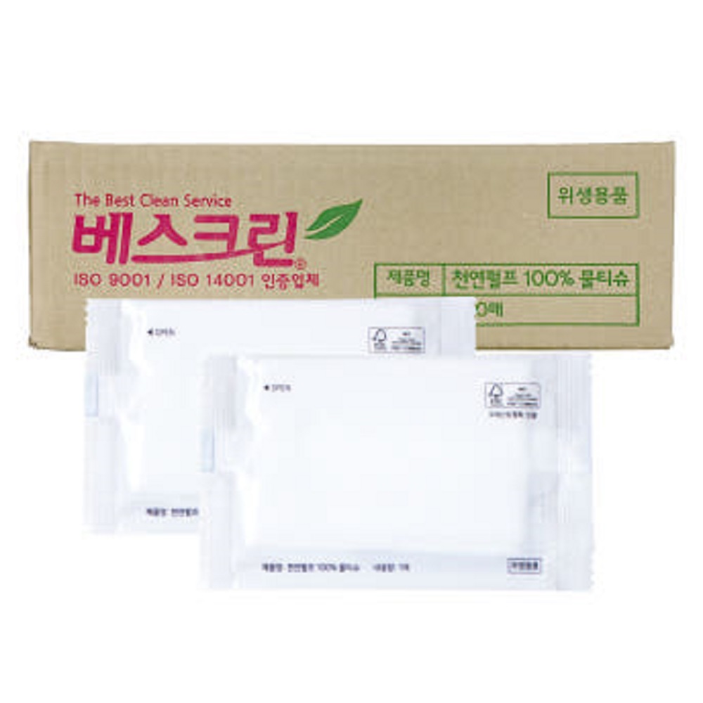 베스크린 천연펄프 물티슈 미니 유광 500매 박스  FSC인증 14,000원