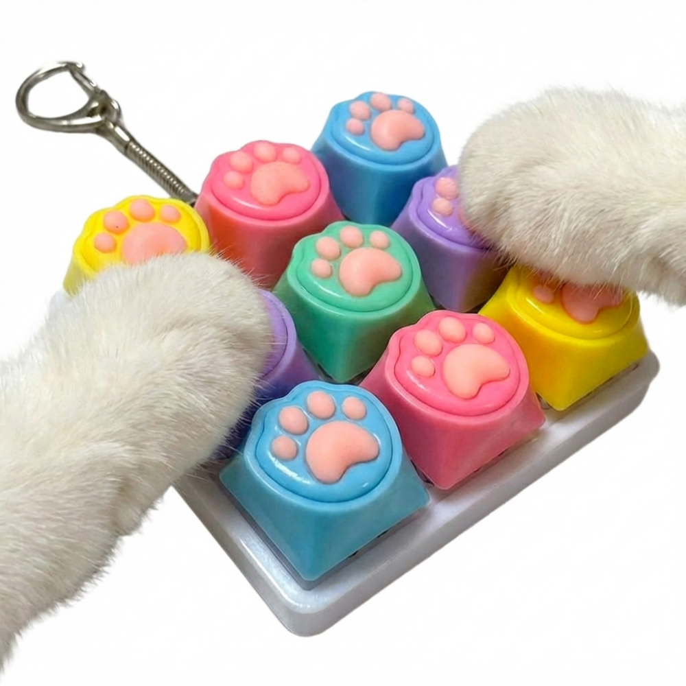 크로티 딸깍 귀여운 레인보우 고양이 키캡키링 9구, 쫀득쫀득 레인보우 파스텔, 1개 27,000원