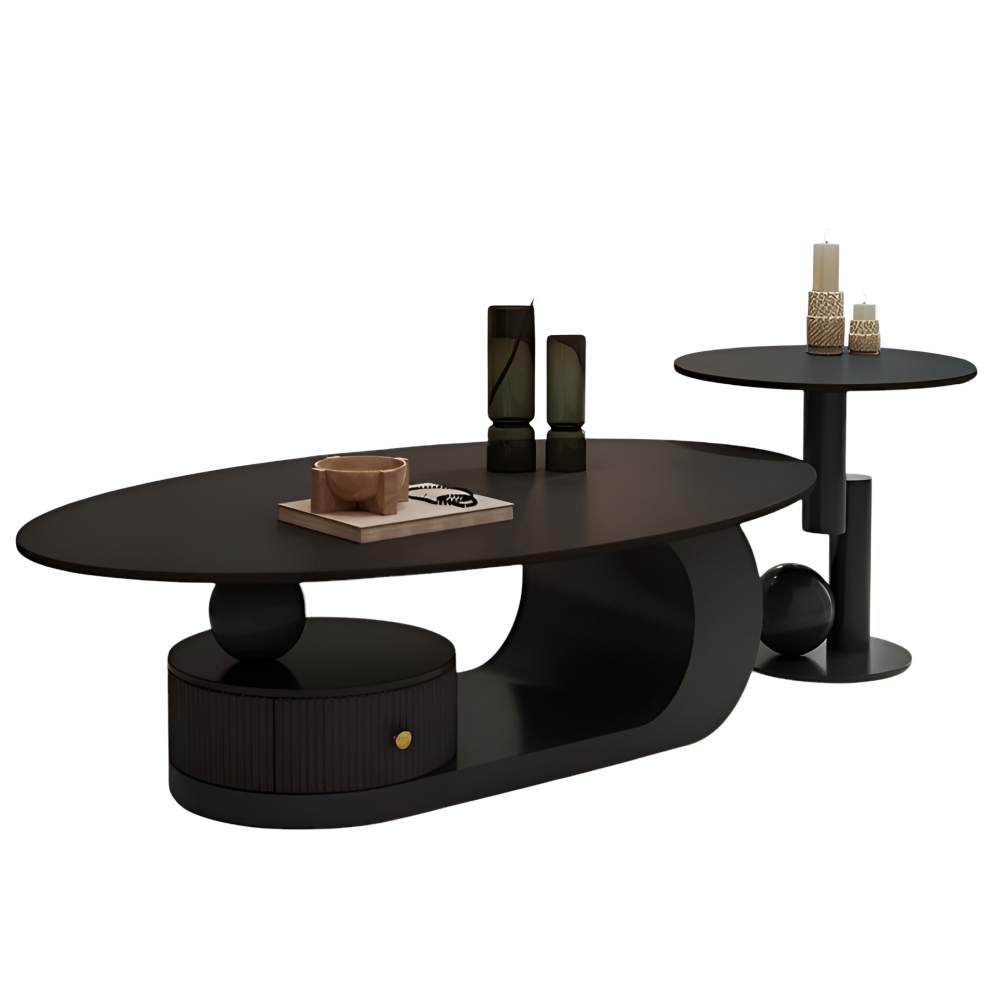 데일리유즈 거실 테이블 소파 사이드 탁자 세트 좌식 쇼파 티테이블 세라믹 좌탁, 블랙 374,000원