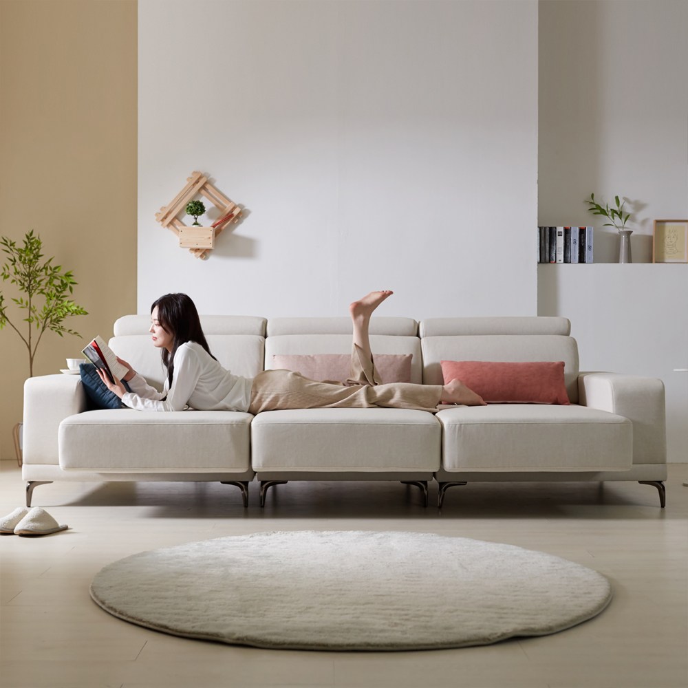파로마 네오 루다 4인용 메리 슬라이딩 모션 무빙 패브릭 소파, 아이보리 929,900원
