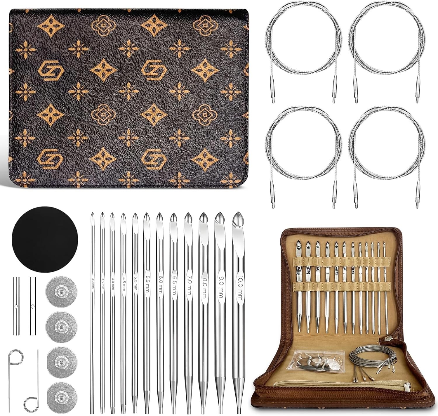 튀니지 크로셰 후크 세트-12 후크3mm-10mm 알루미늄 교체 케이블 에르고노믹 그립 아프간 뜨개질용 바늘 스테인리스 26 77,140원