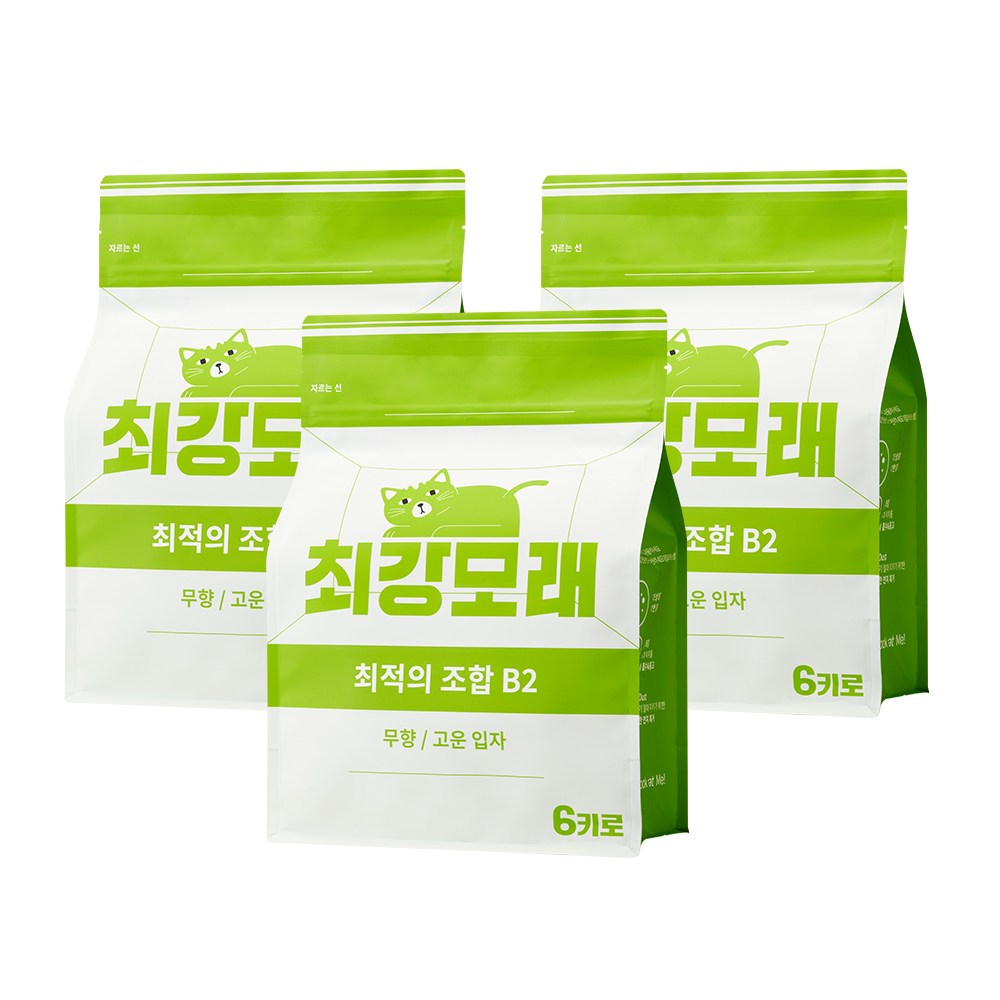 [2+1] 최강모래 최적의 조합 B2 6kgx3, 고운입자 고양이모래 와이오밍 벤토나이트모래, 3개, 6L, 무향 39,900원