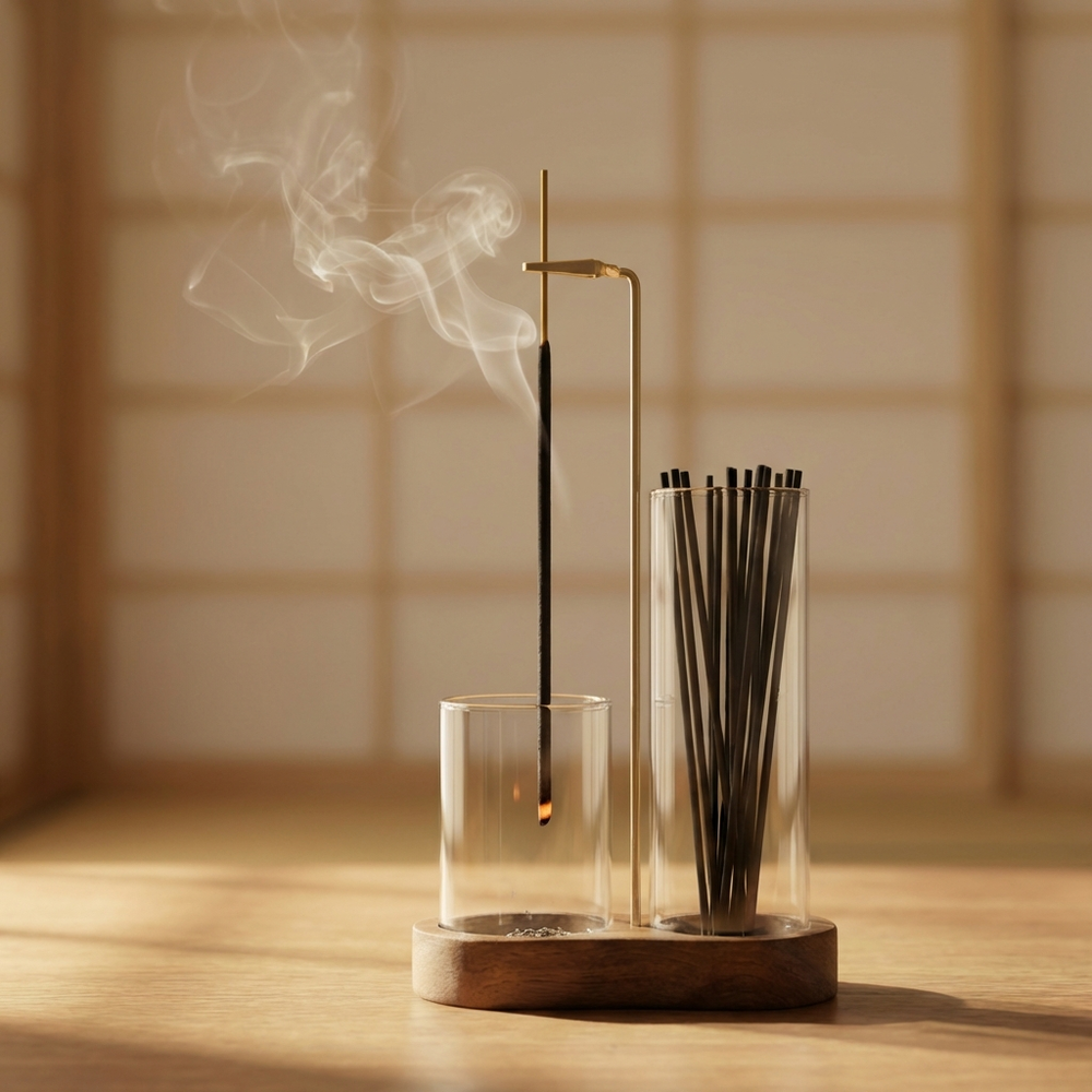 공간백서 원목 빈티지 인센스 스틱 홀더 2구 유리 집게형 향꽂이, 빈티지우드 16,190원