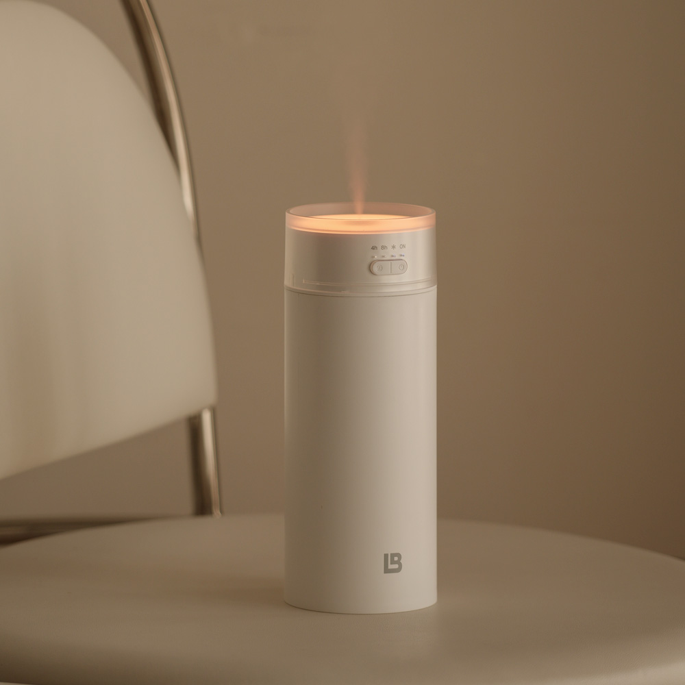 라이브박스 무드등 무선 가습기 저소음 초음파 미니 소형 사무실 차량용 휴대용 탁상용 500ml, 화이트 29,800원