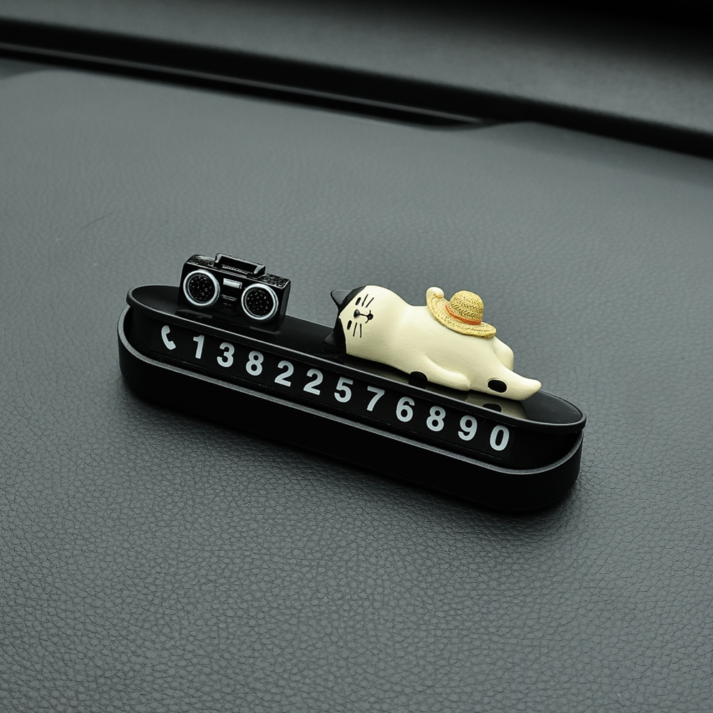 오룸 자동차 차량용 고양이 주차번호판 원터치 야광 안심 알림판 4종, 1개, 밀짚모자 고양이 11,900원