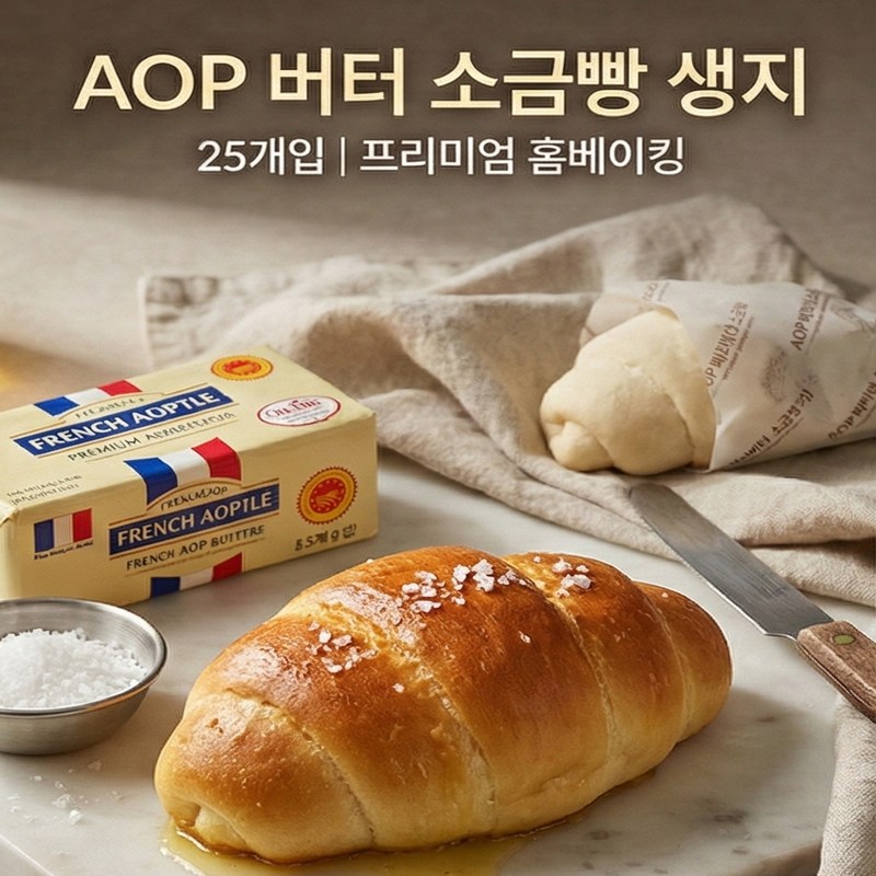 소금빵 생지 70g 25개입 냉동생지 버터소금빵 AOP 대용량 카페 디저트 베이커, 70g, 25개 38,000원