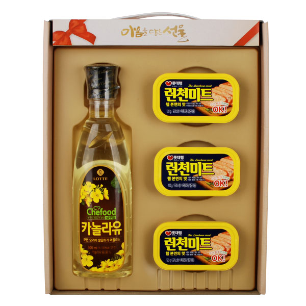 햄오일(1+3) 마음담은 선물(해바라기유1개+런천미트3개) 명절선물 햄세트 소망 기름 오일 11,500원