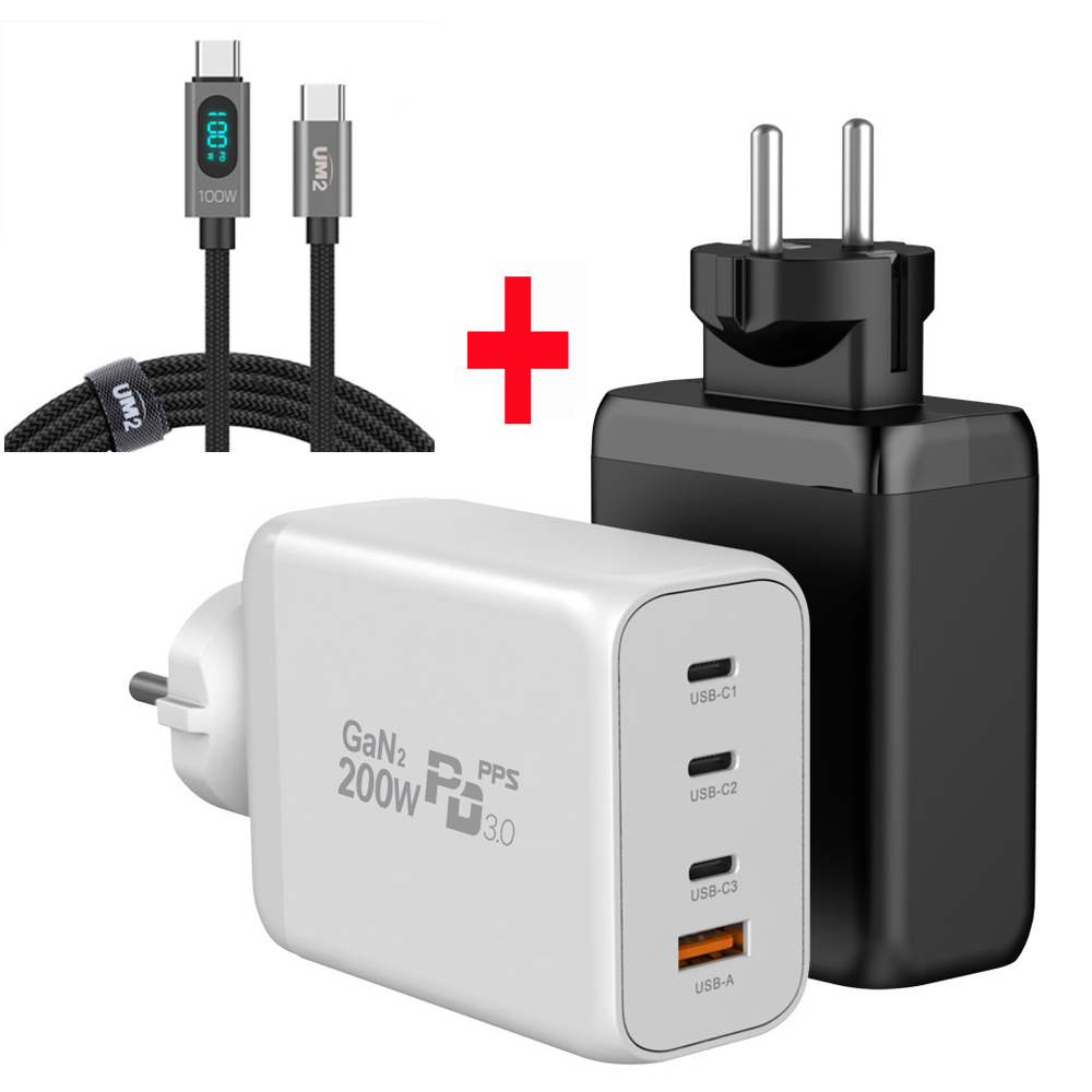 UM2 200W C타입 PD PPS 접지 플러그 초고속 멀티충전기 맥북프로 16인치 노트북 삼성 아이폰 아이패드 LG그램 200PD-GAN2, 200PD-GAN2 화이트+C타입케이블, 1개 79,000원