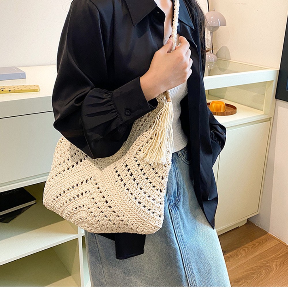 베리엣지 여름 뜨개 가방 니트 라탄 숄더백 해변 휴양지 위빙백 25,800원
