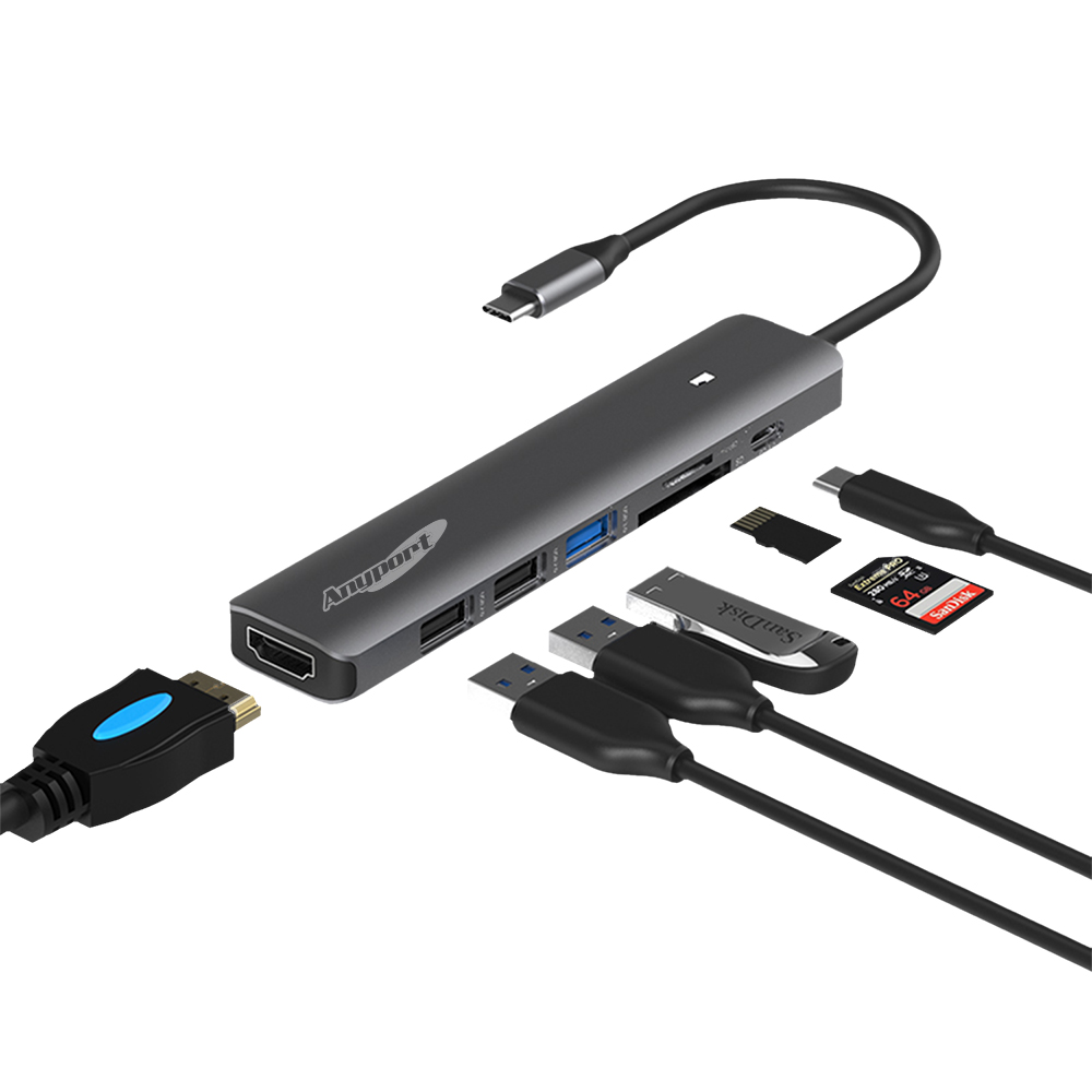 애니포트 7포트 USB3.0 멀티허브 C타입 AP-TC71PHS, 혼합색상, 1개 15,500원