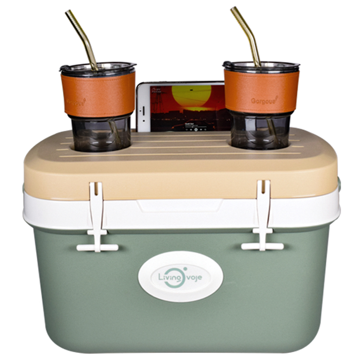 리빙오보제 테이블벙커 아이스박스, 그린 + 베이지, 25L 35,100원