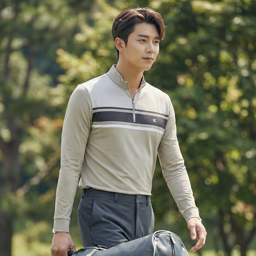 <김영주스포츠> 남성 골프 긴팔 집업 티셔츠_ 간절기 스판 무브라이트 29,870원