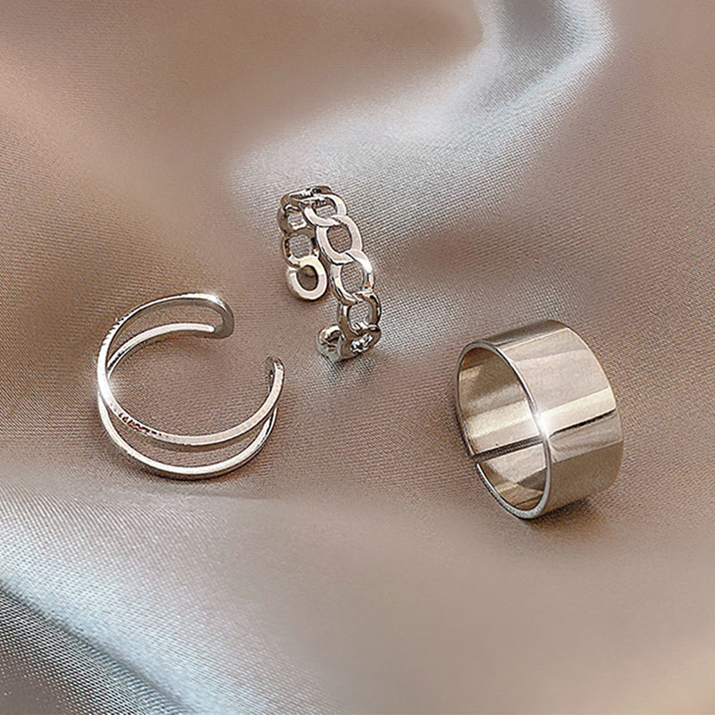 3pcs 세트 반지 그레이스링 신상 쥬얼리 민자 체인 꼬임 로고 포인트 데일리 레이어드  골드 실버 컬러 여성 여자 자매 우정 커플 빅사이즈 사이즈조절가능 빅사이즈 5,700원