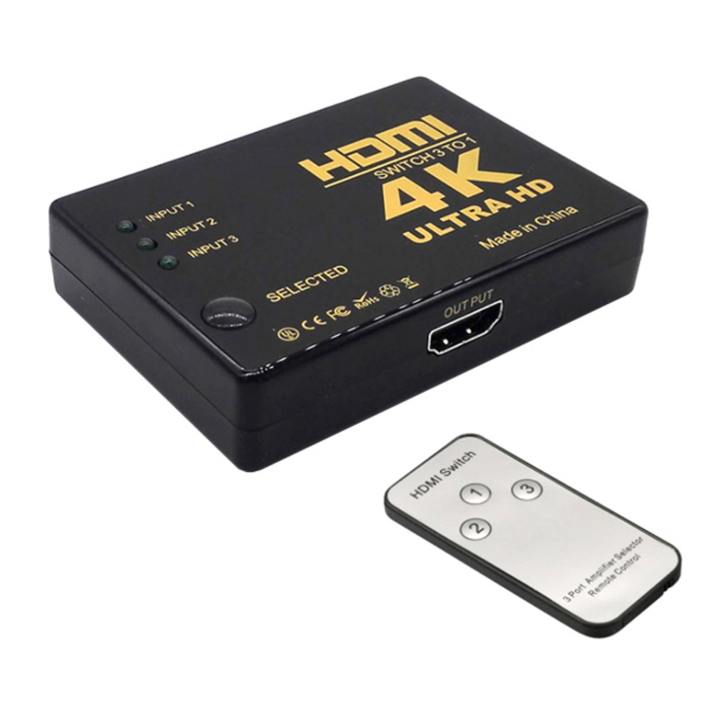 셀인스텍 HDMI SWITCH 3TO1 선택기 + 리모컨 세트 22,000원