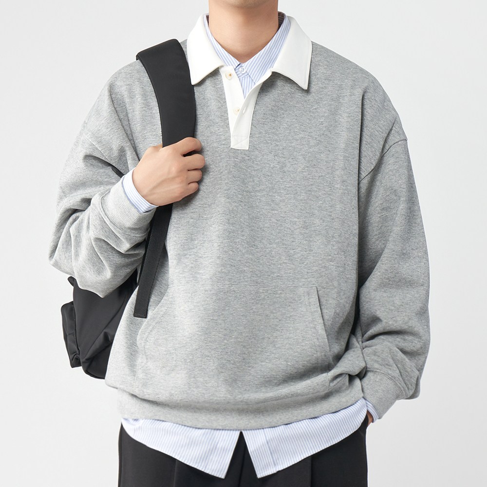 팀스핏 남성용 M~3XL 빅사이즈 오버핏 럭비 카라 맨투맨 티셔츠 38,900원