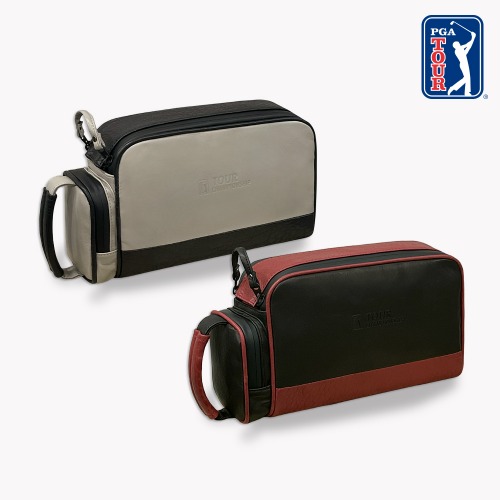 PGA 투어 챔피언십 스포츠 레더 골프 파우치, 버건디 195,000원