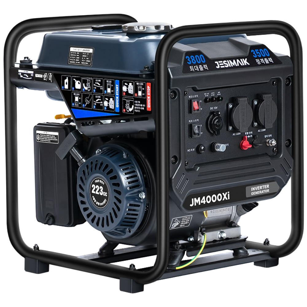 JESIMAIK JM4000Xi 인버터 발전기 경량화 대용량 연료탱크 공사 현장용 풀 기능 패널 DC 포트 탑재 내구성이 우수 고출력 정격 3500W 최대 3800W, 1개 599,000원
