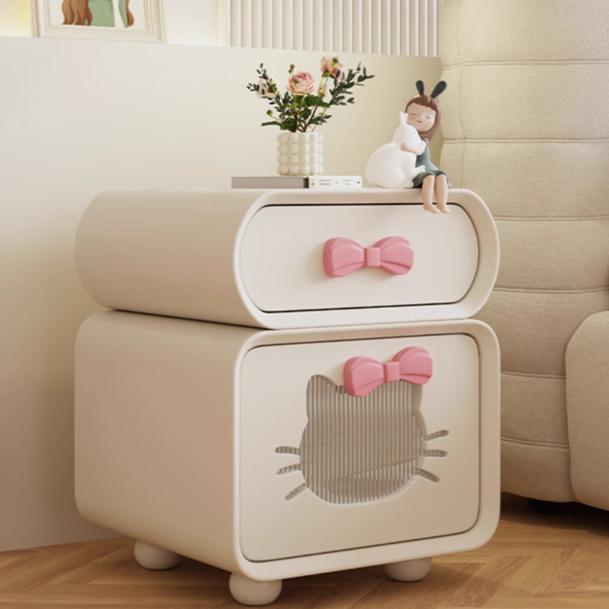 캐릭터 침대협탁 탁자 테이블 수납장 2단서랍장 아이방 꾸미기 홈테리어, 1개, 크림색 249,000원