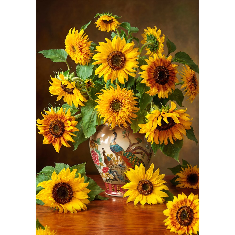 퍼즐갤러리 화려한 공작새 화병에 담긴 해바라기꽃 1000조각 직소퍼즐 PG1061, 1개, 퍼즐단품 액자없음, 1000피스 25,000원
