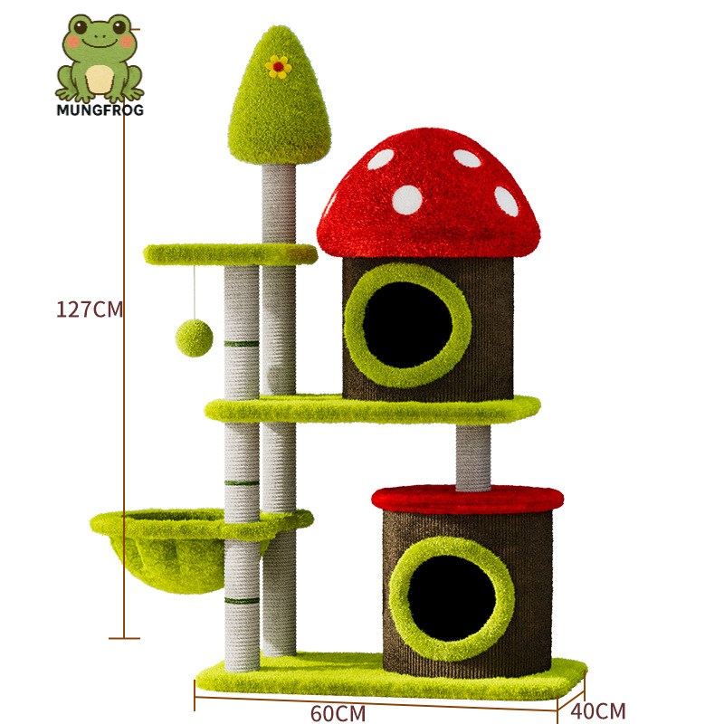 MUNGFROG 버섯집 고양이 캣타워 클라이밍 놀이터 프레임 + 스크래쳐 + 고양이장난감 멀티 다기능 159,800원