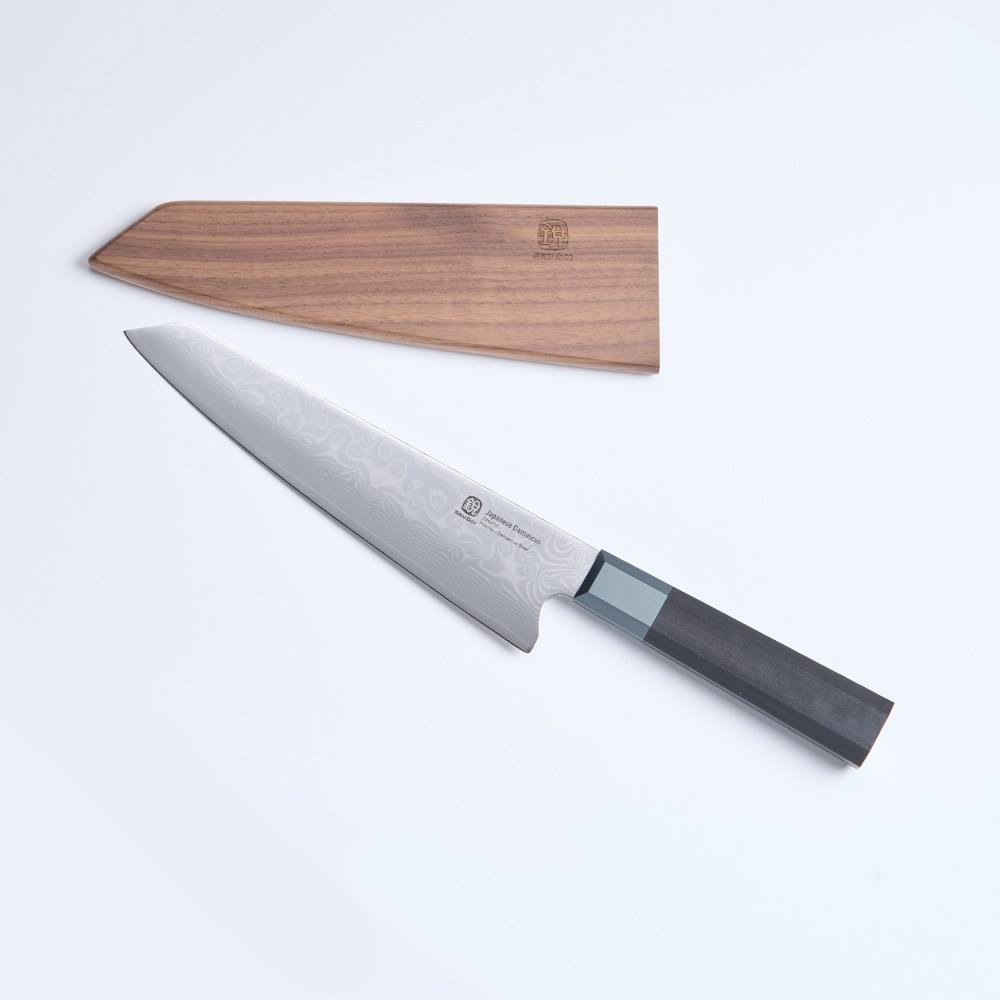[스댕연구소] 다마스커스 스텐 주방용 칼 식도 식칼 나이프 정육 캠핑(우드 케이스 포함), 1개, 실버 99,000원