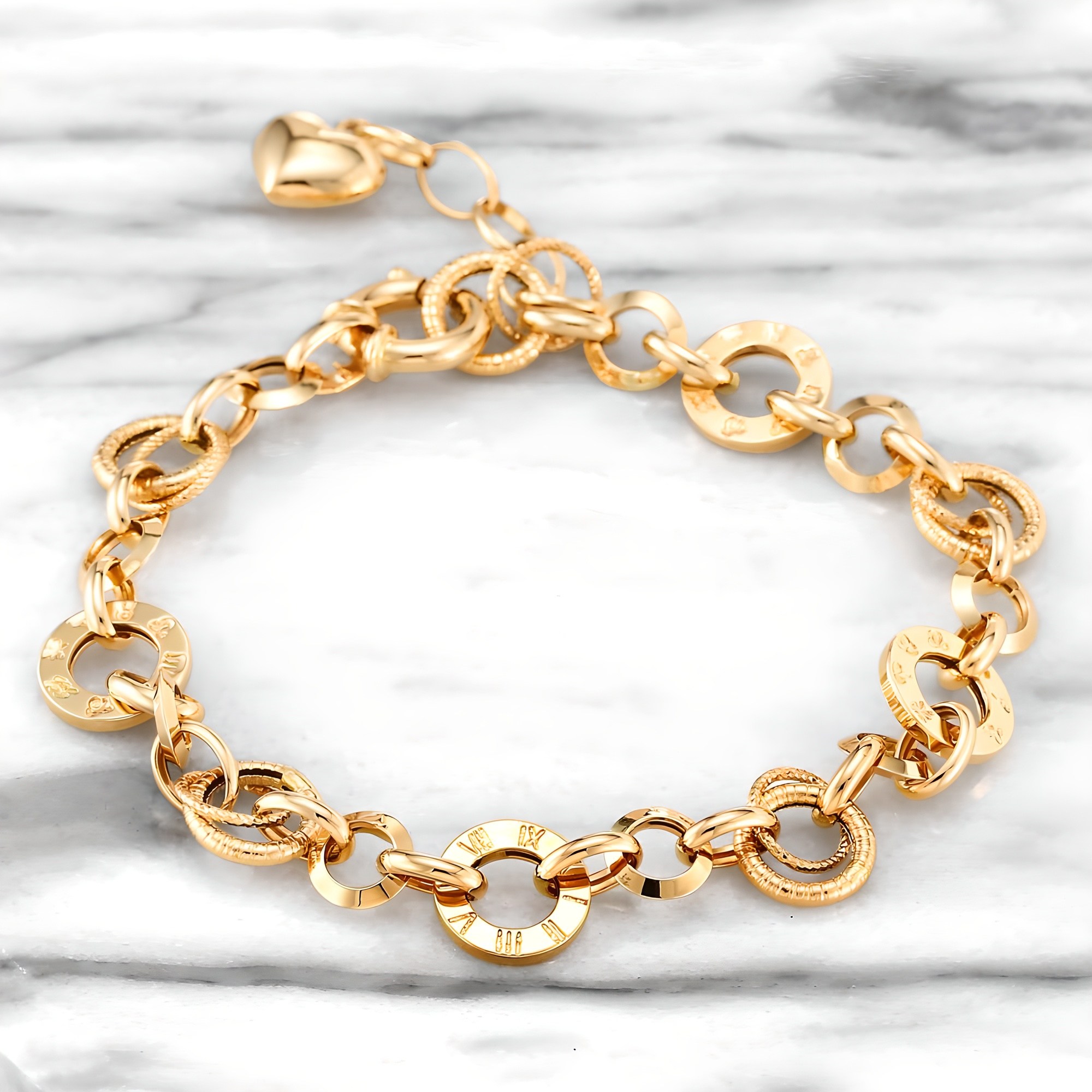 골드앤 14K 모피어스 팔찌 대 하트 통통 할로우 체인 금 팔찌, 현재가 1,608,100원