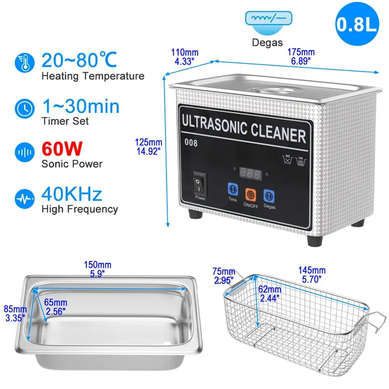 휴대용 초음파 세척기 세척 초음파  가열 600W 초음파 욕조 EU 영국 플러그 1L 2L 3L 6L 10L 22L 30L 451,700원