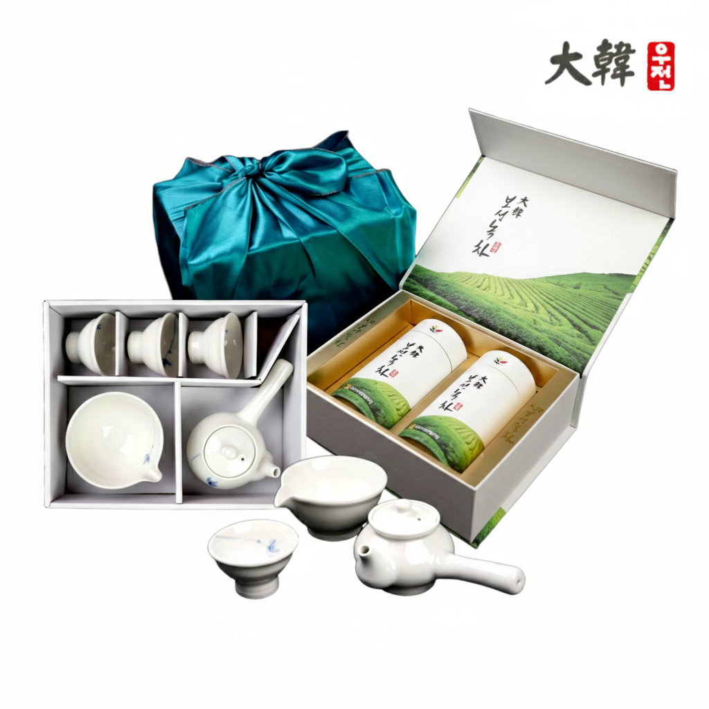 [다기세트+보자기포장] 보성녹차 고급 우전 전통차 햇차 부모님 선물세트 선물용 40g X 2EA, 다기세트, 보자기포장, 1개, 2개입, 40g 118,000원