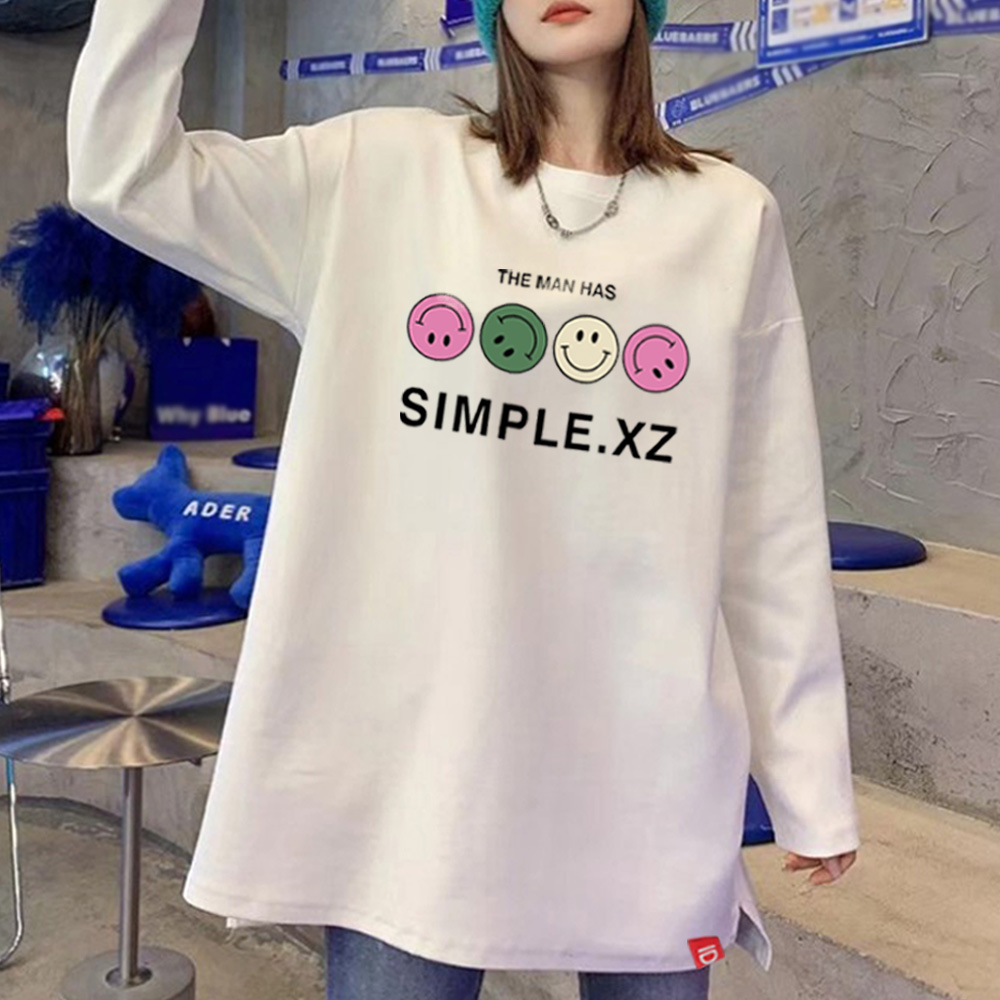 간절기 봄신상 FW 여성 오버핏 기모 롱 티셔츠 옆트임 루즈핏 박시 빅사이즈 롱티셔츠 DT-26 22,900원