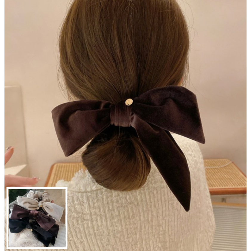 SIA37 벨벳 리본 머리끈 곱창밴드 3컬러 택1 7,500원