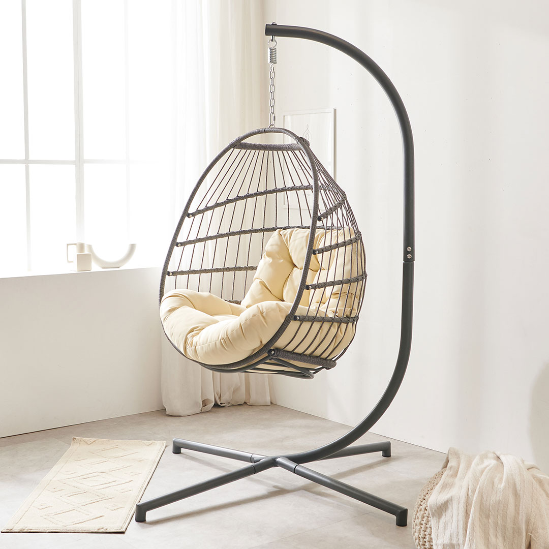 [수오] 폴드 접이식 1인 흔들 그네의자 (SO_A033) 거실 테라스 카페 인테리어, 아이보리 189,000원