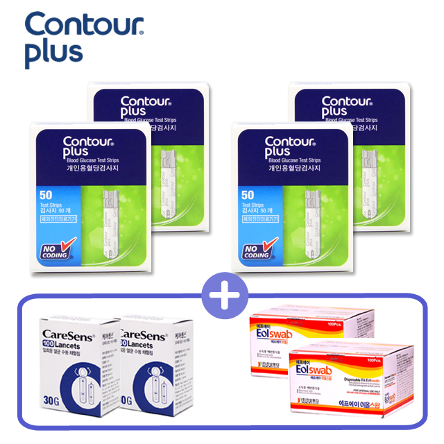 컨투어플러스원 혈당 시험지200매+채혈침200개+알콜솜200매 유효기간 27년 03월 90,000원