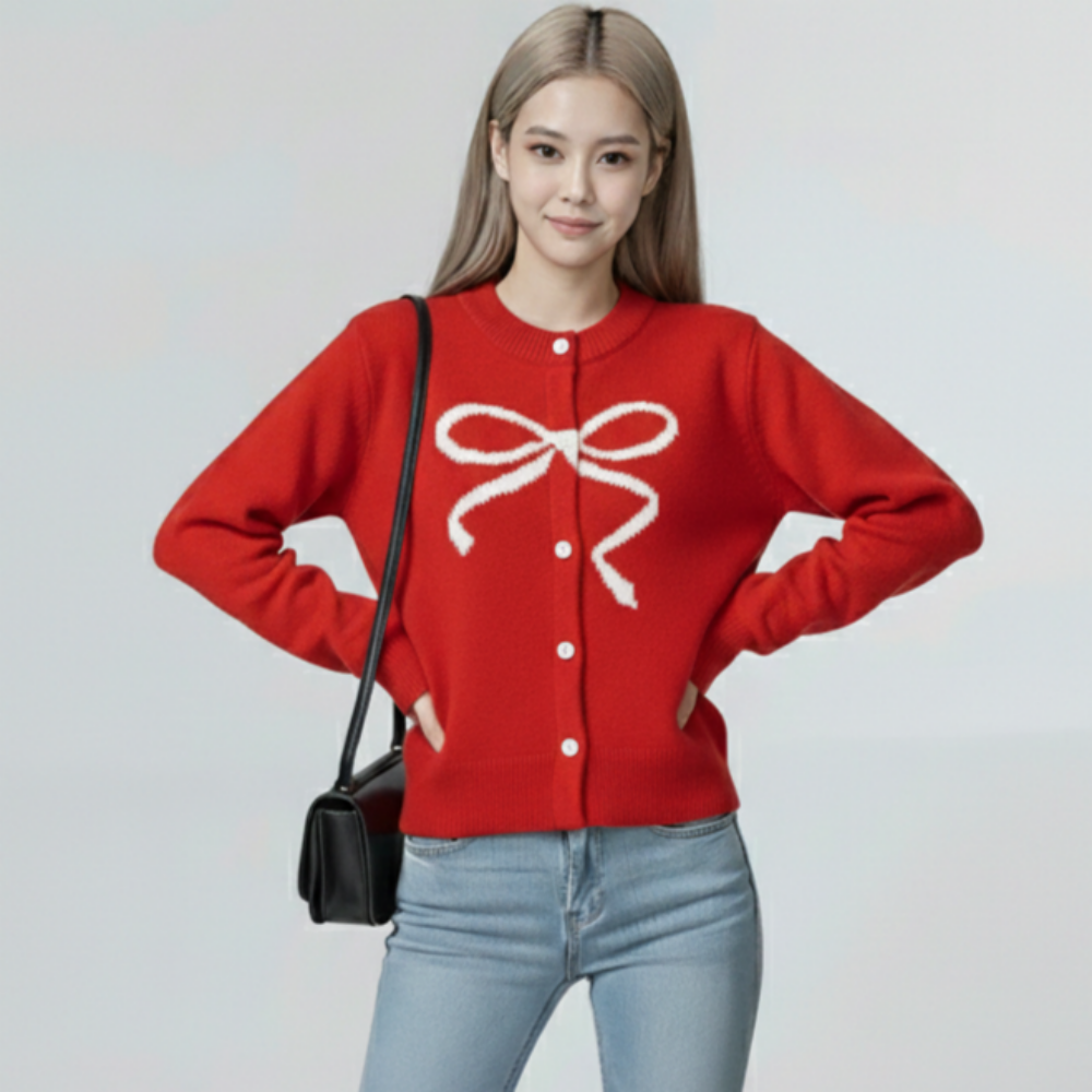 유니크코코 여성 간절기 리본 니트 가디건 봄 가을 5836 12,600원