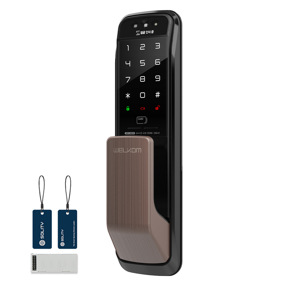솔리티 3D 얼굴인식 무타공 푸시풀 손잡이 도어락 + WIFI 모듈 패키지 195,800원