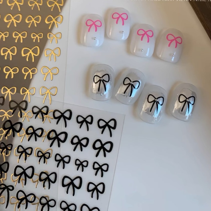 [디비투] 매듭 리본 붙이는 네일데코스티커, 1개, 화이트 1,800원