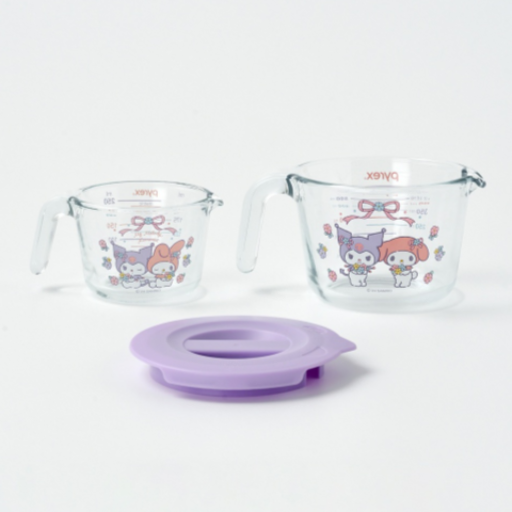 파이렉스 내열유리 마이멜로디와 쿠로미 계량컵 500ml + 250ml + 500ml 뚜껑 세트 86,400원