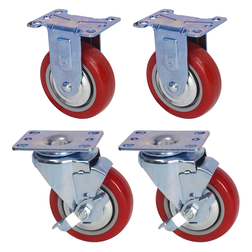 월드크린 우레탄 적색 바퀴 고정형 2p + 브레이크형 2p 26,350원