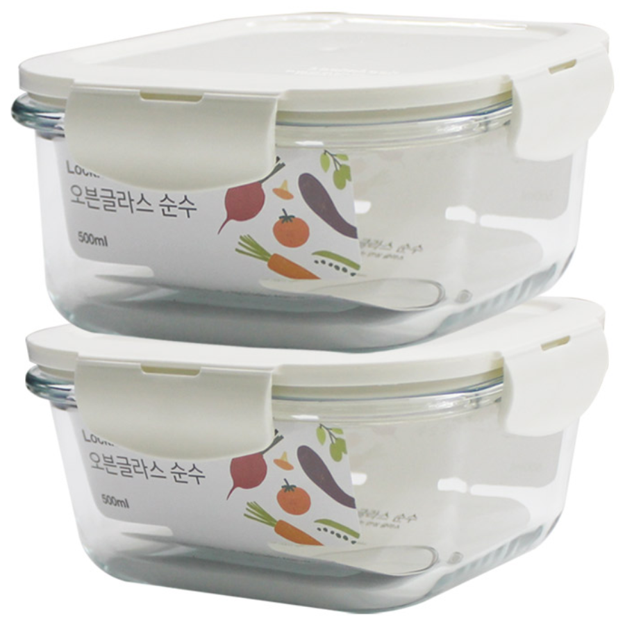 락앤락 유리밀폐용기 순수 오븐글라스 1+1 세트 글라스 내열유리 반찬통 전자레인지용기, 1세트, 오븐글라스 정사각 500ml 1+1 13,960원