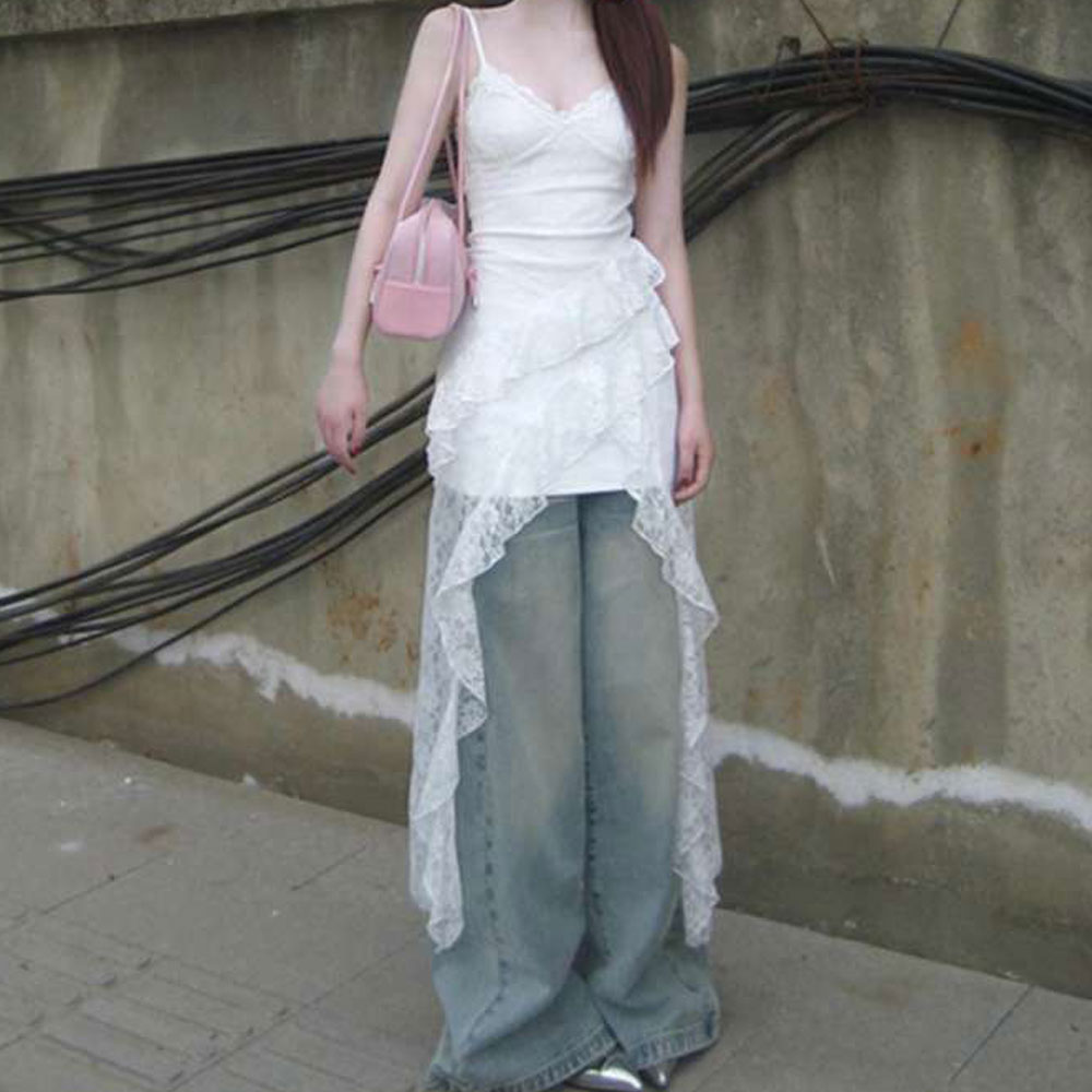 더시럽 여성용 밑단 슬릿 레이스 미니 레이어드 원피스 29,820원