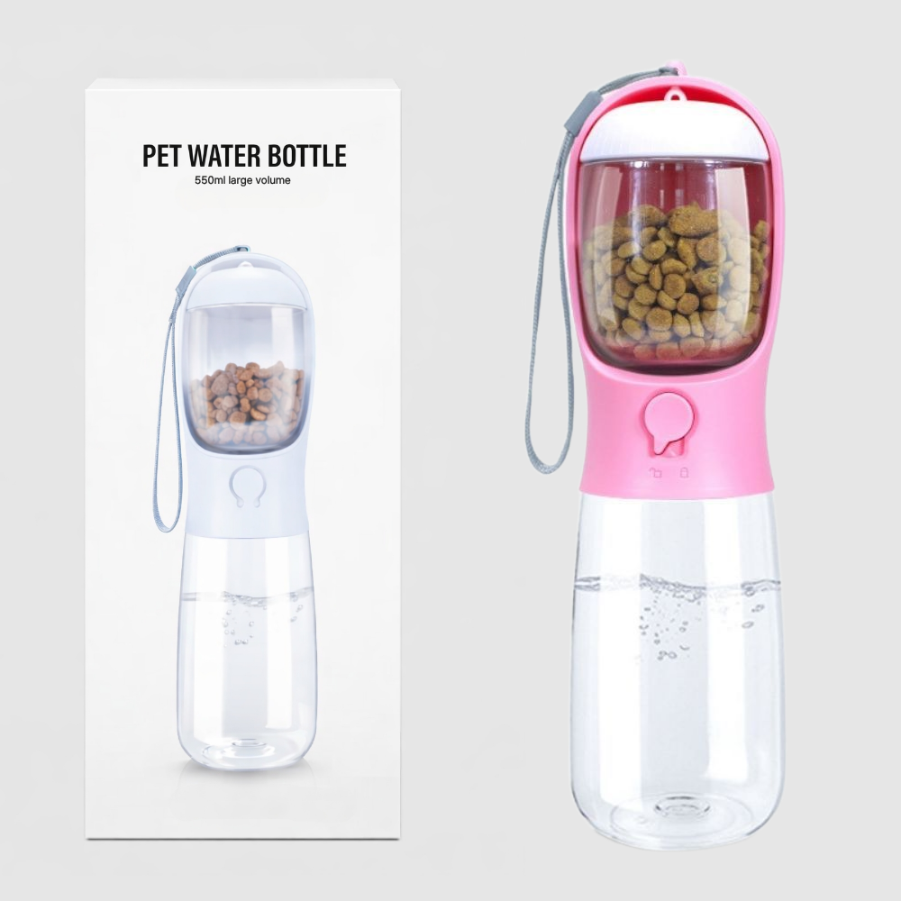 차즈마켓 반려동물 휴대용 사료 급수기 2in1 강아지 고양이 물통+간식통 사료통, 내고온 핑크550ml, 1개 15,900원