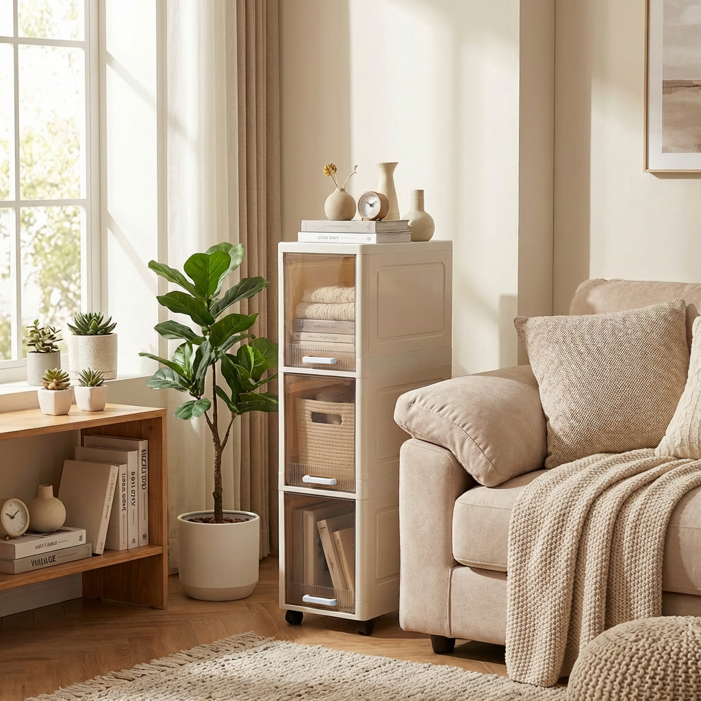 ZHEYE 이동식 슬라이딩 틈새수납장 부엌 욕실 베란, 화이트, 현재가 38,160원