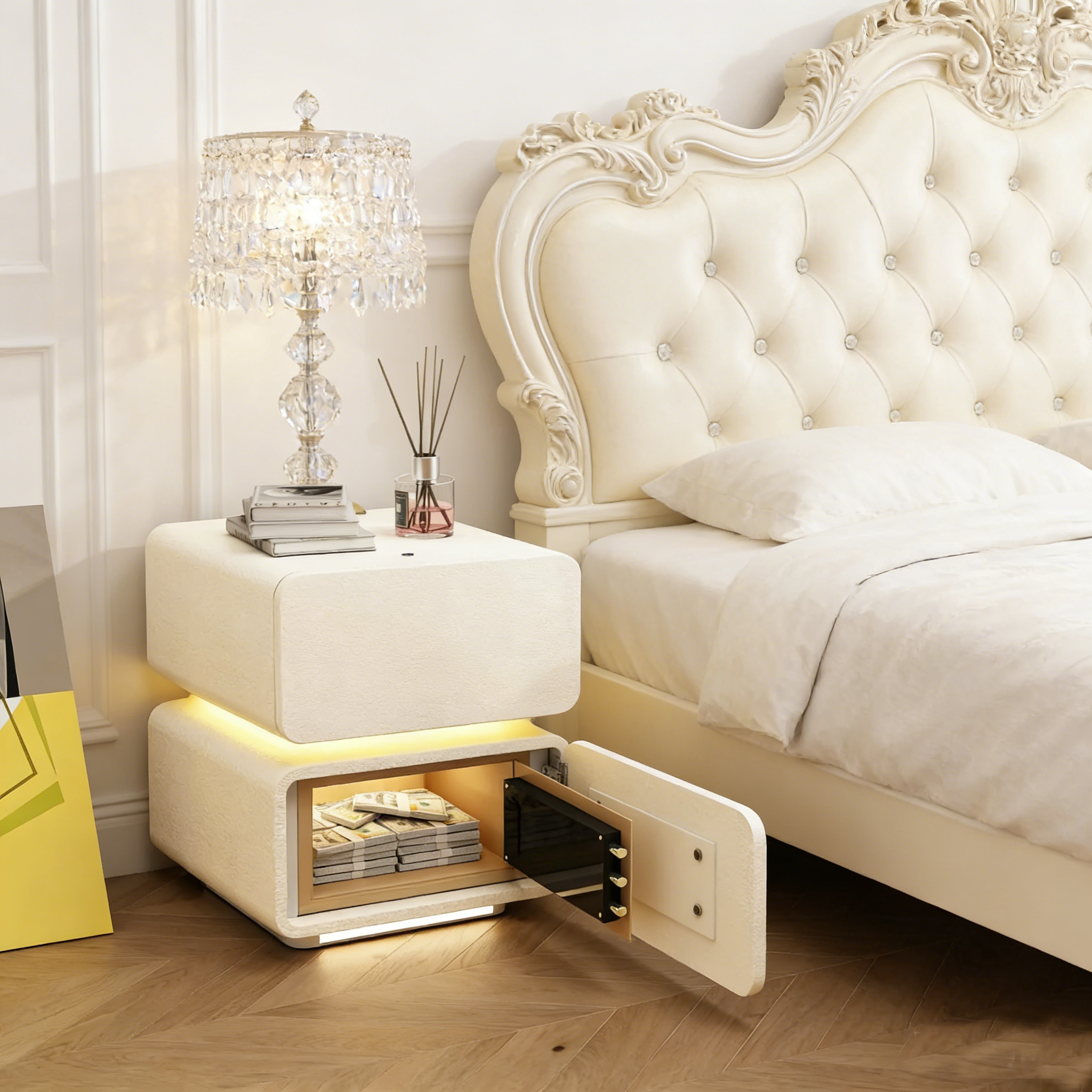 가정용 소형 금고 2단 미니협탁 안전 금고 소형40cm, 흰색 139,600원