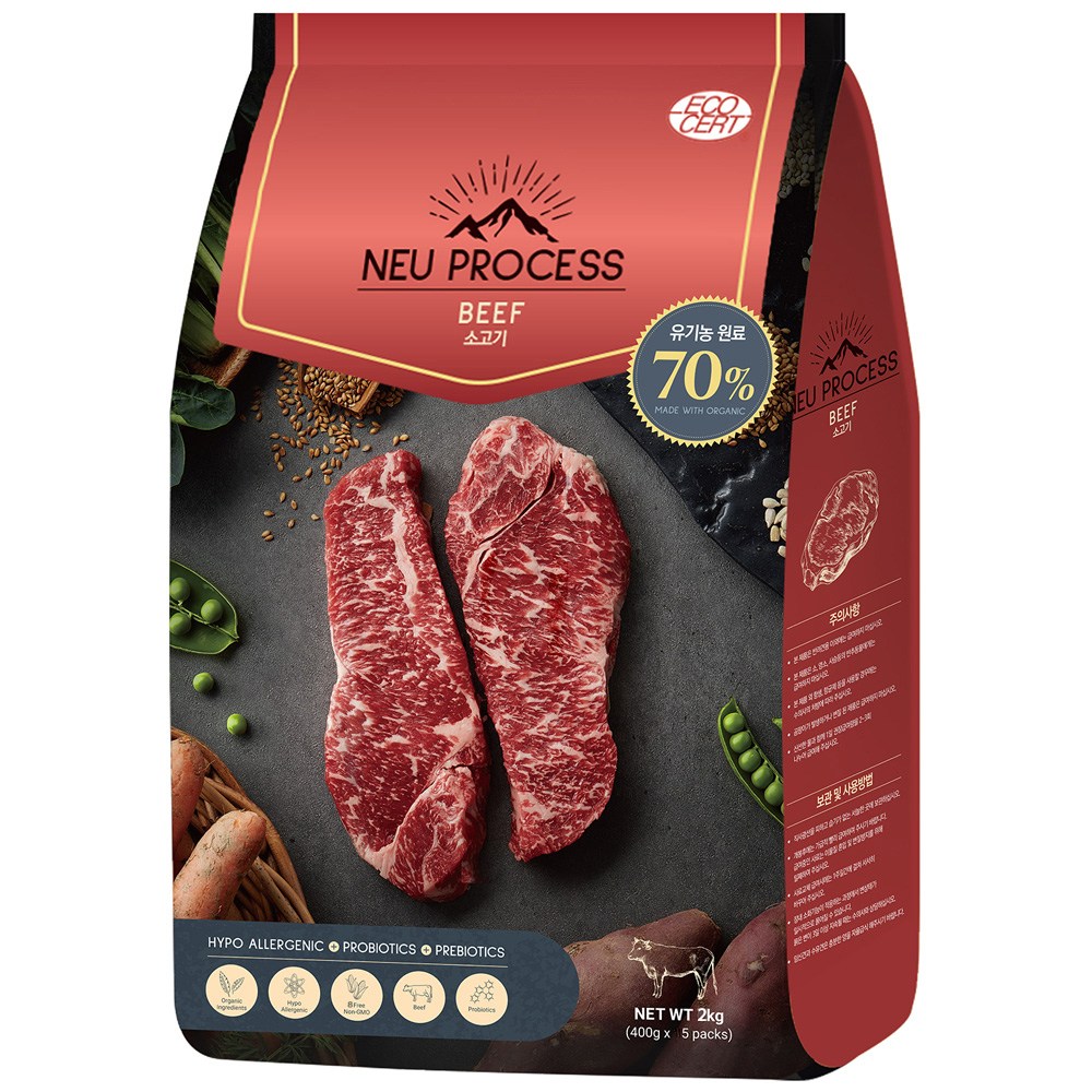 뉴프로세스 전연령 유기농70% 시그니처 소고기 강아지사료 /관절건강 글루코사민 콘드로이친 함유 44,000원