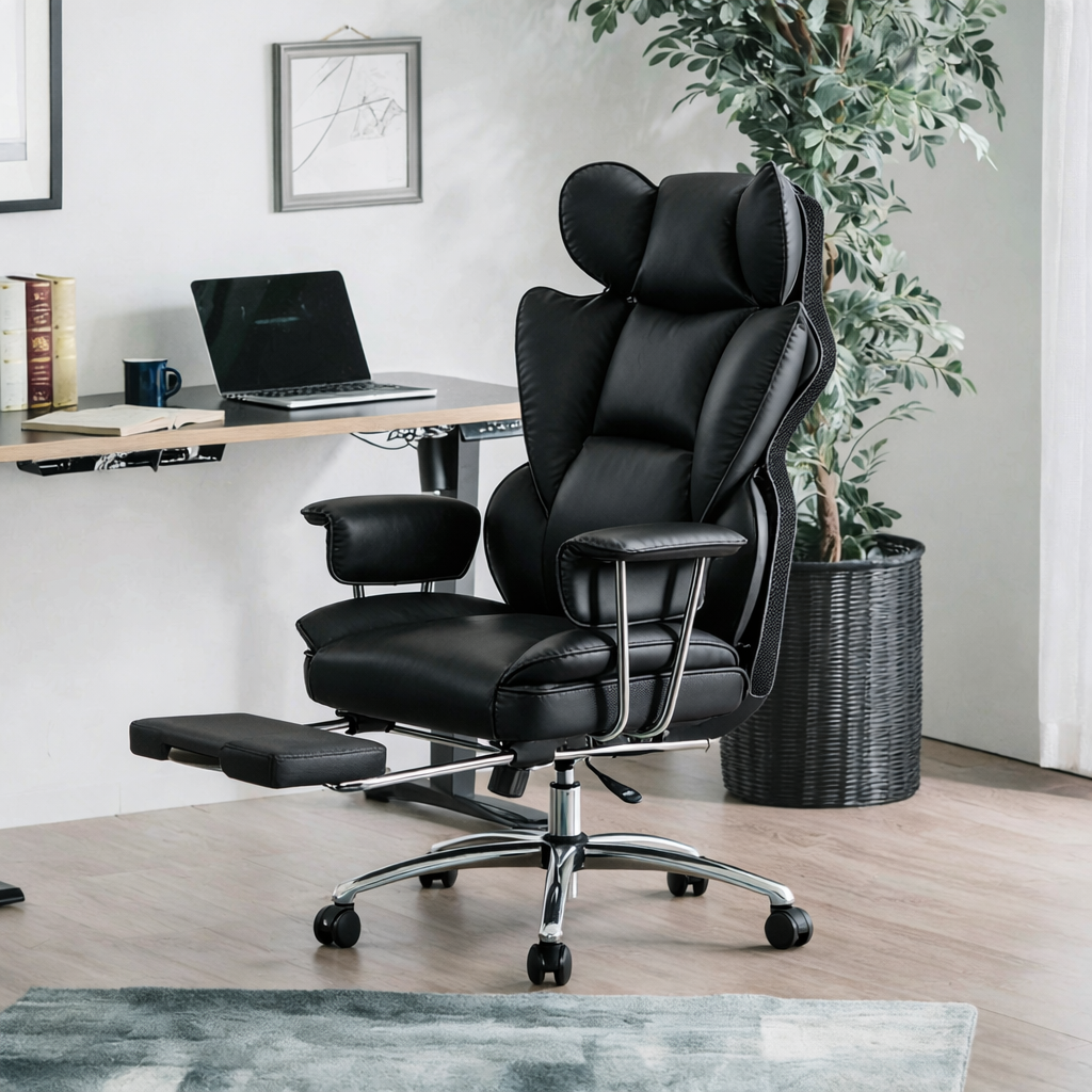 CoolHut 컴퓨터의자 침대형 리클라이너 게이밍 의자 고급가죽 사무용 PC방용 컴퓨터 게임용 의자 사무용 컴퓨터 의자, 블랙 187,000원