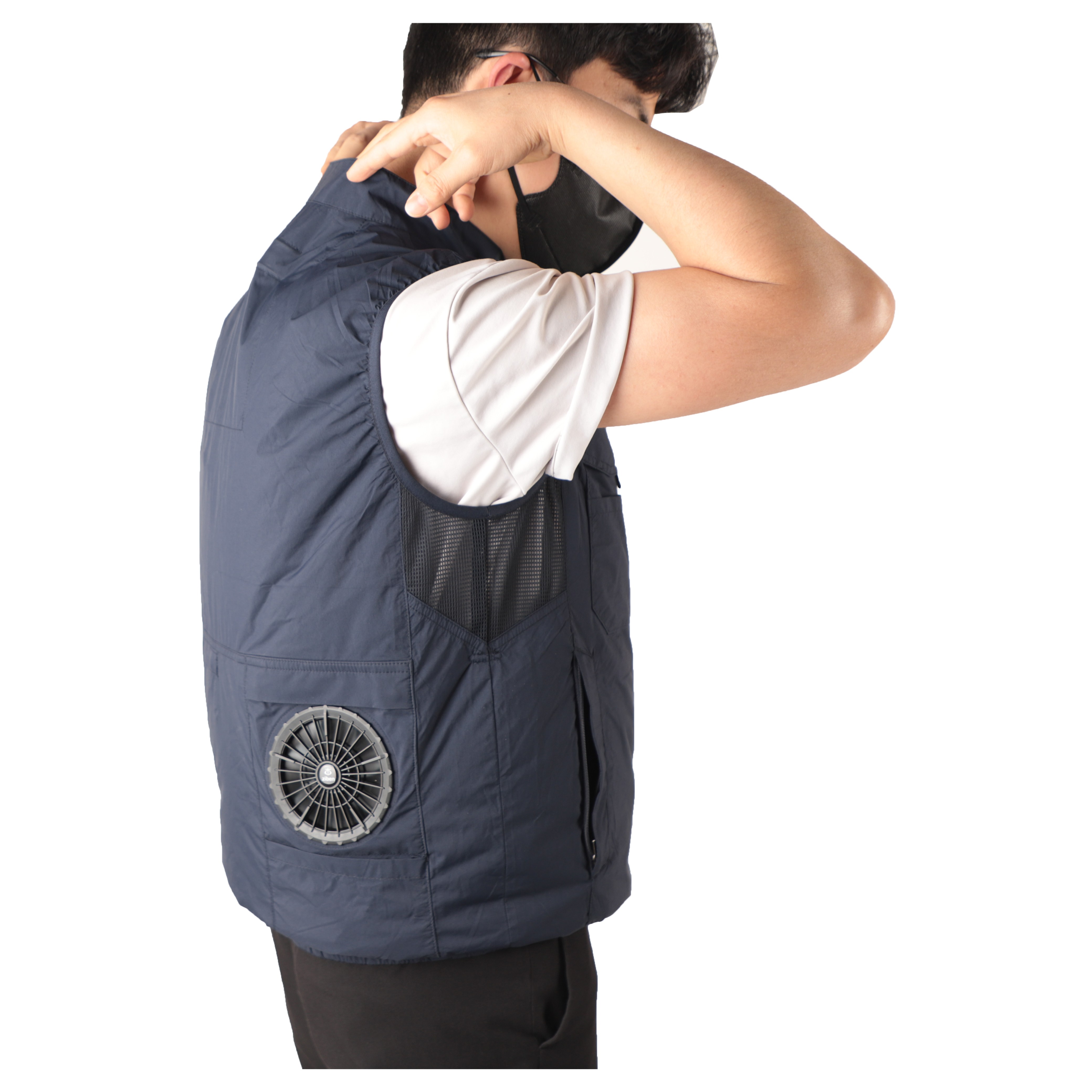 [25년 신상] 한신케미칼 지벤 냉풍 아이스 선풍기조끼 쿨링팬 보조배터리 세트구성, 1세트, 네이비 99,000원