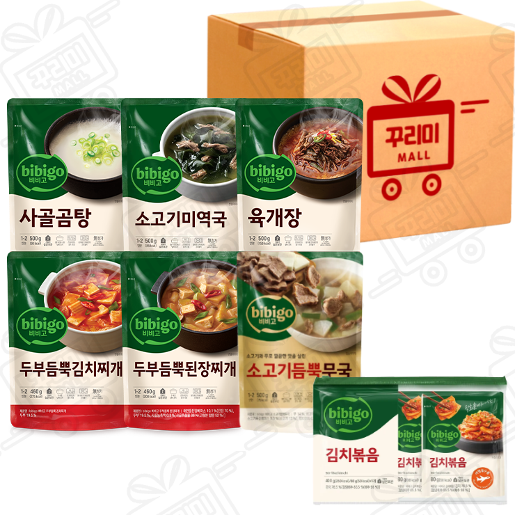 간편국탕 6종(사골곰탕+미역국+육개장+두부듬뿍김치찌개+두부듬뿍된장찌개+소고기듬뿍무국)+김치볶음 80g x 5개 32,200원