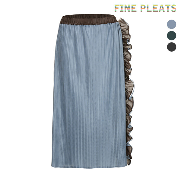 [FINE PLEATS] 피네 플리츠 프릴 배색 플레어 스커트 [3컬러] 145,000원